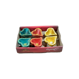 Colourful Heart Diya 6 Pcs